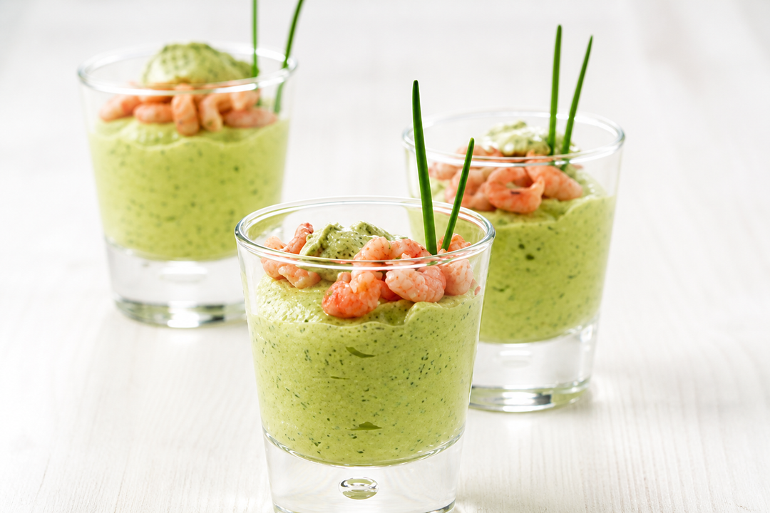 Verrine de crevette à la crème de courgette